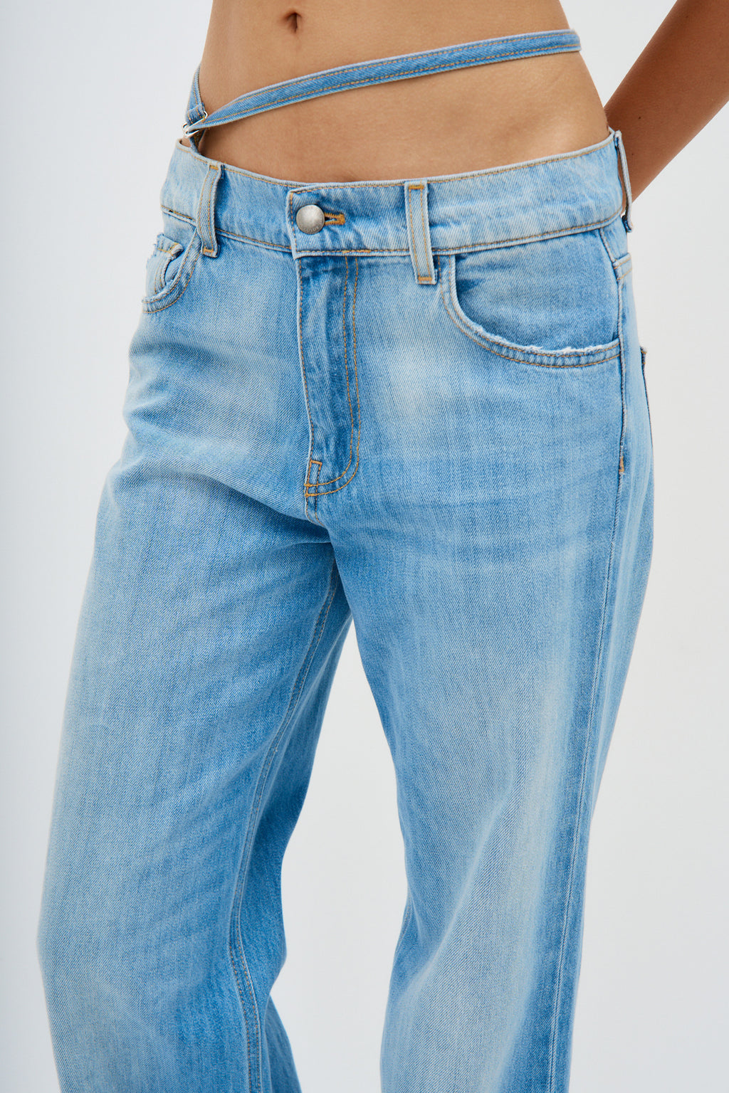 Boyfriend Jeans With Hip Straps Blue - Désordre Boutique