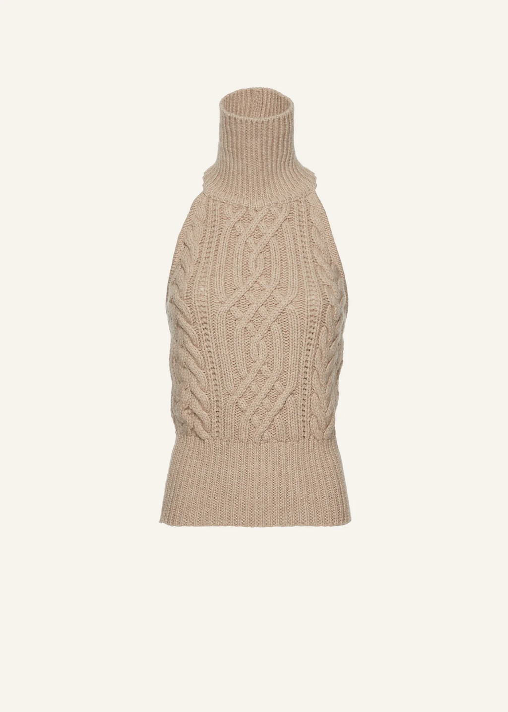 Braid Knit Cashmere Halter Beige Top - Désordre Boutique