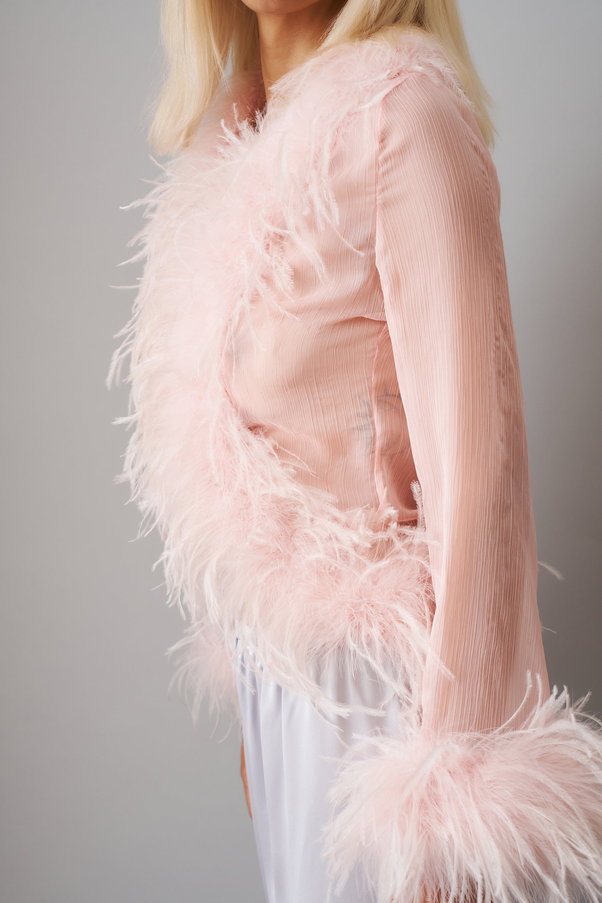 Gigi Sheer Feather Pink Blouse - DÉSORDRE