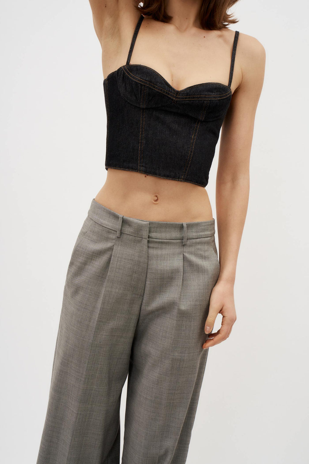 Bustier Cropped Black Denim Corset Top - Désordre Boutique