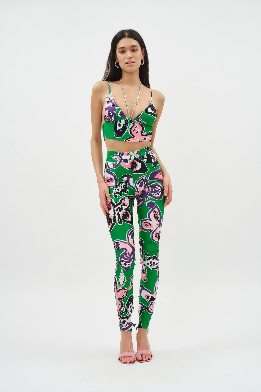 Butterfly Green Multi Printed Cami Top - Désordre Boutique