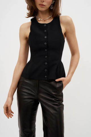 Button Up Black Vest - Désordre Boutique