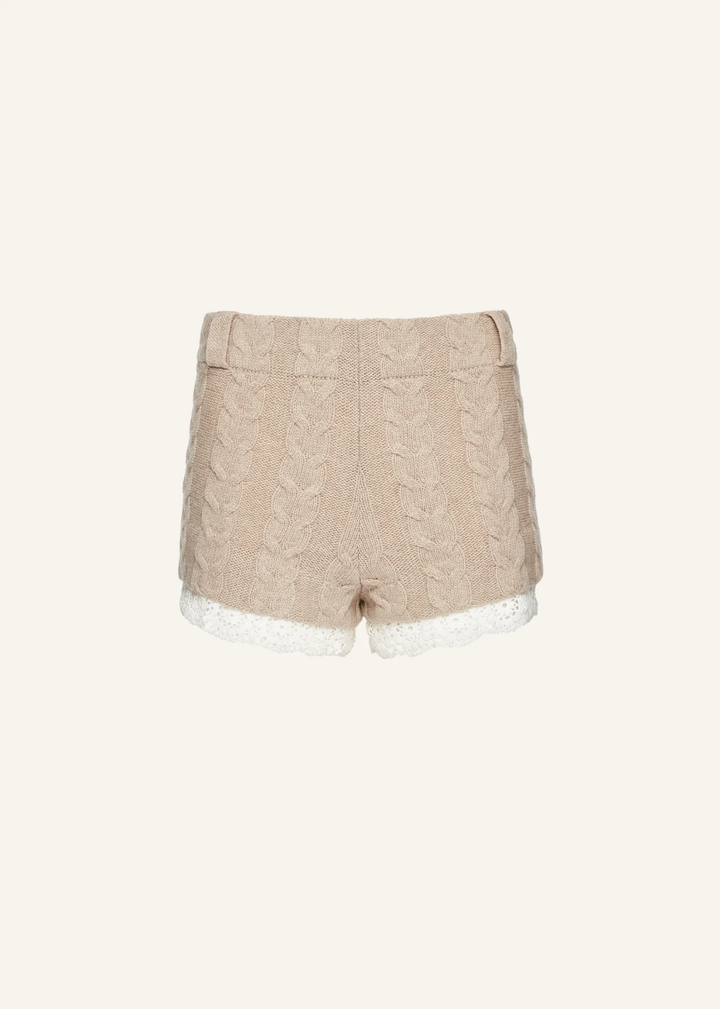 Cashmere Cable Knit Beige Shorts - Désordre Boutique