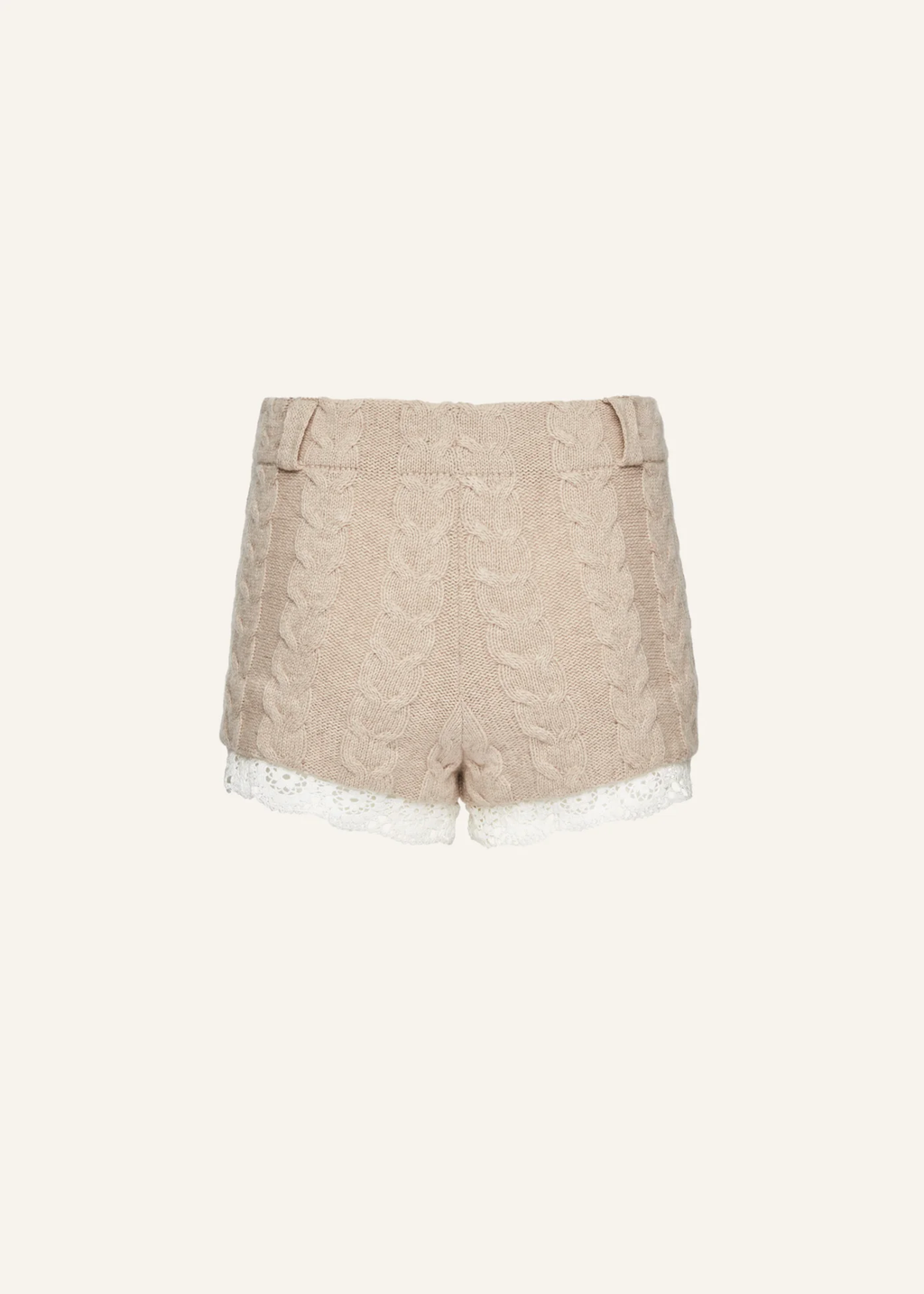 Cashmere Cable Knit Beige Shorts - Désordre Boutique