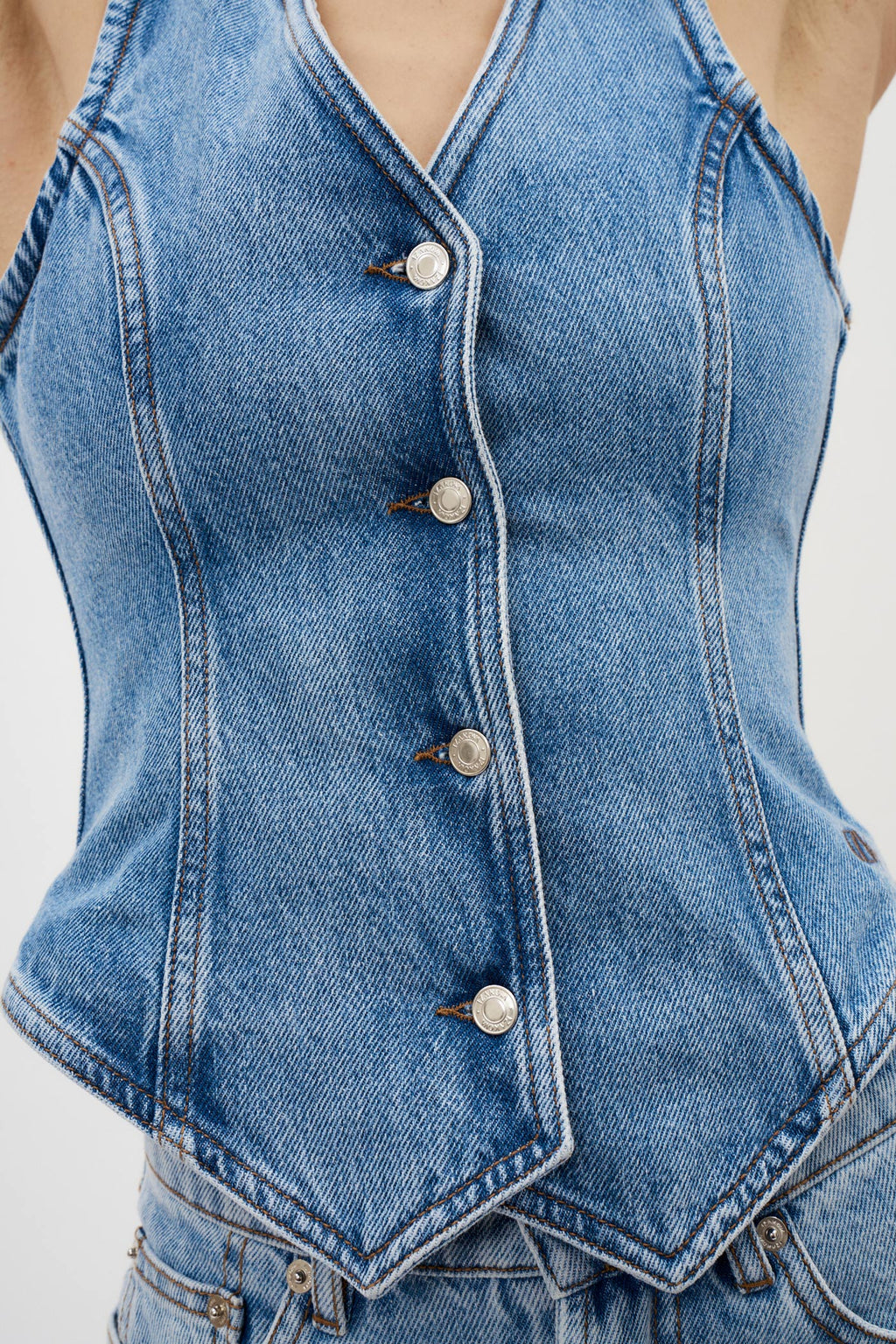 Casia Washed Blue Gilet - Désordre Boutique