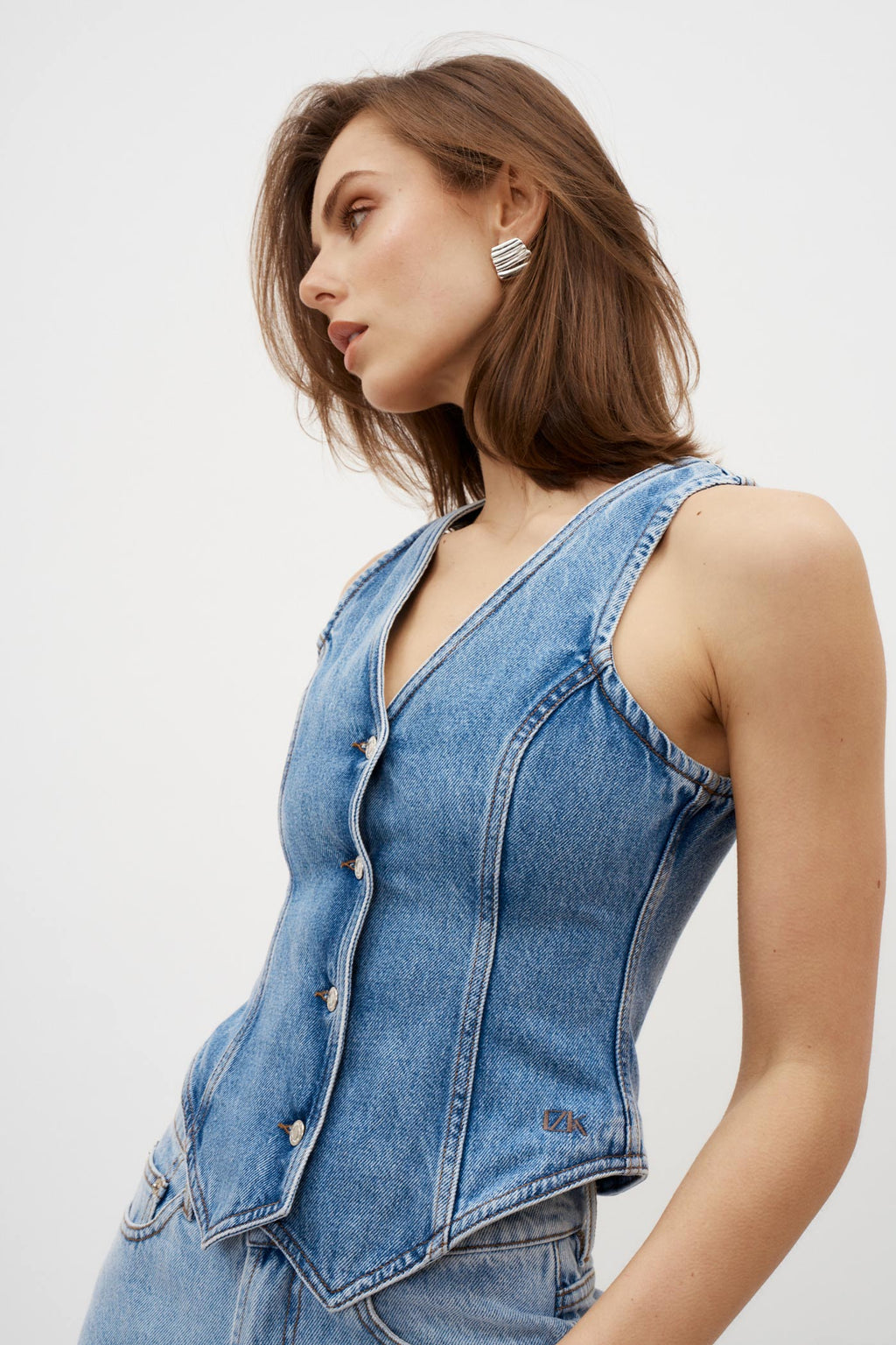 Casia Washed Blue Gilet - Désordre Boutique