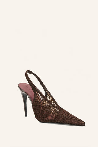 Slingback Crochet Brown Heels