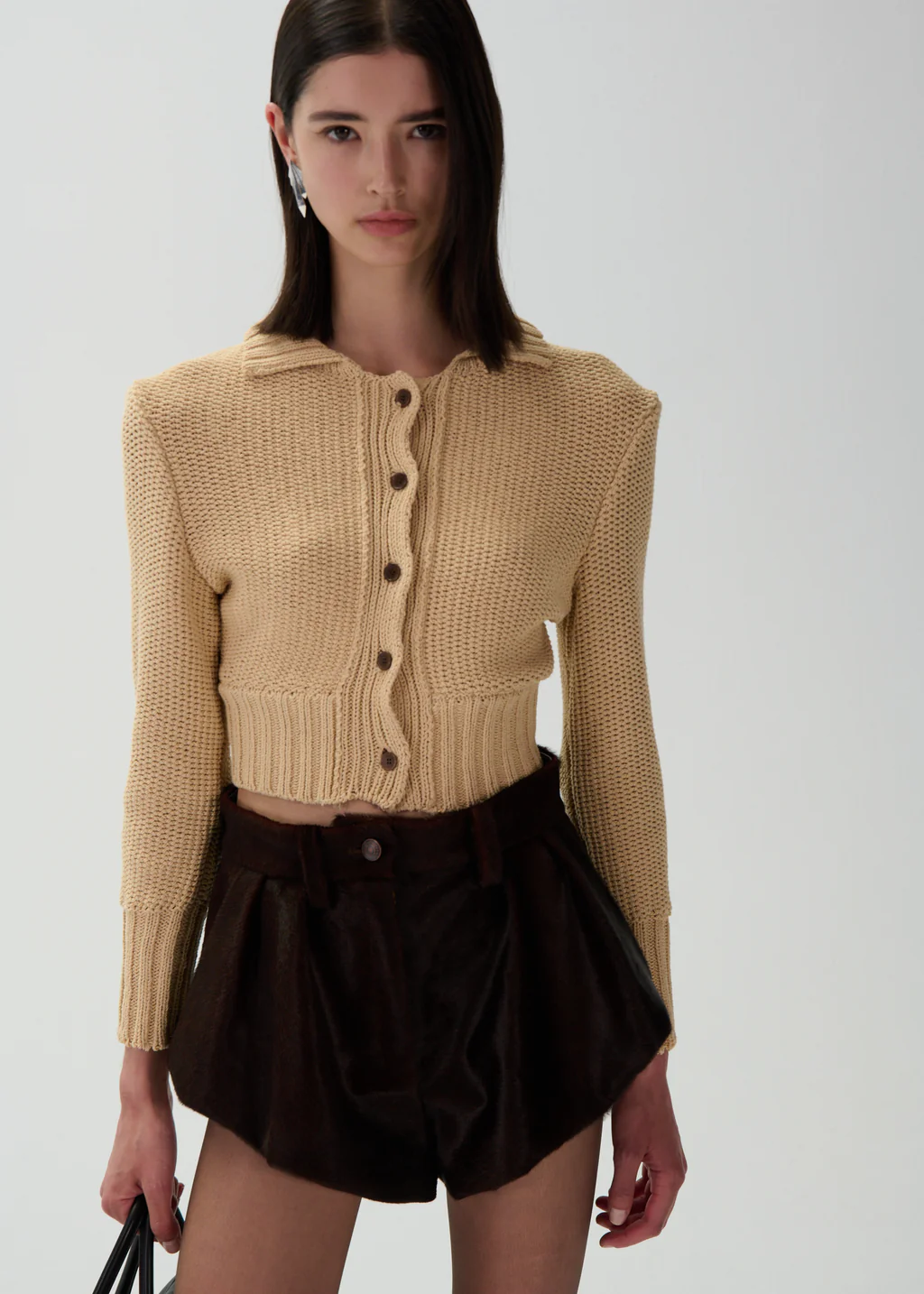 Collared Cotton Beige Cardigan - Désordre Boutique