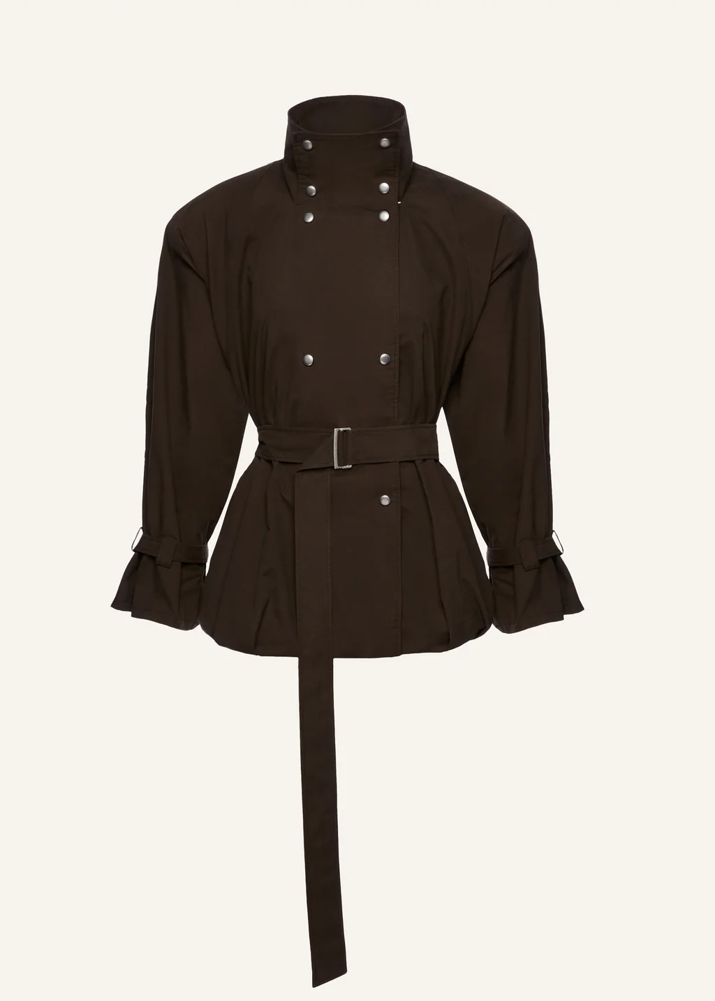 Cotton High Collar Brown Trench Jacket - Désordre Boutique