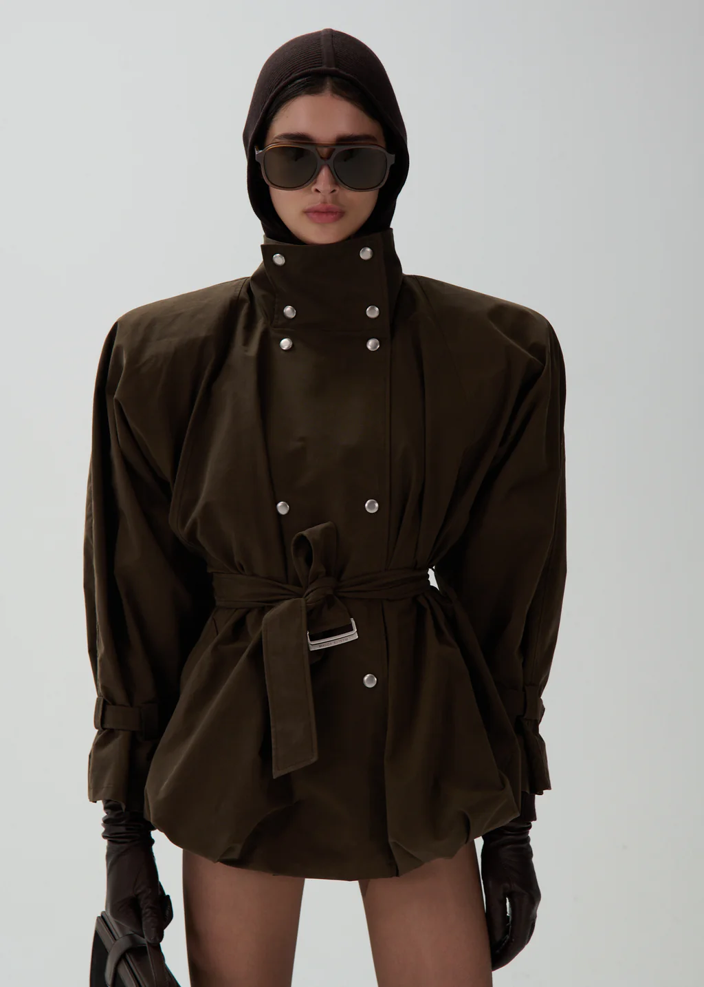 Cotton High Collar Brown Trench Jacket - Désordre Boutique