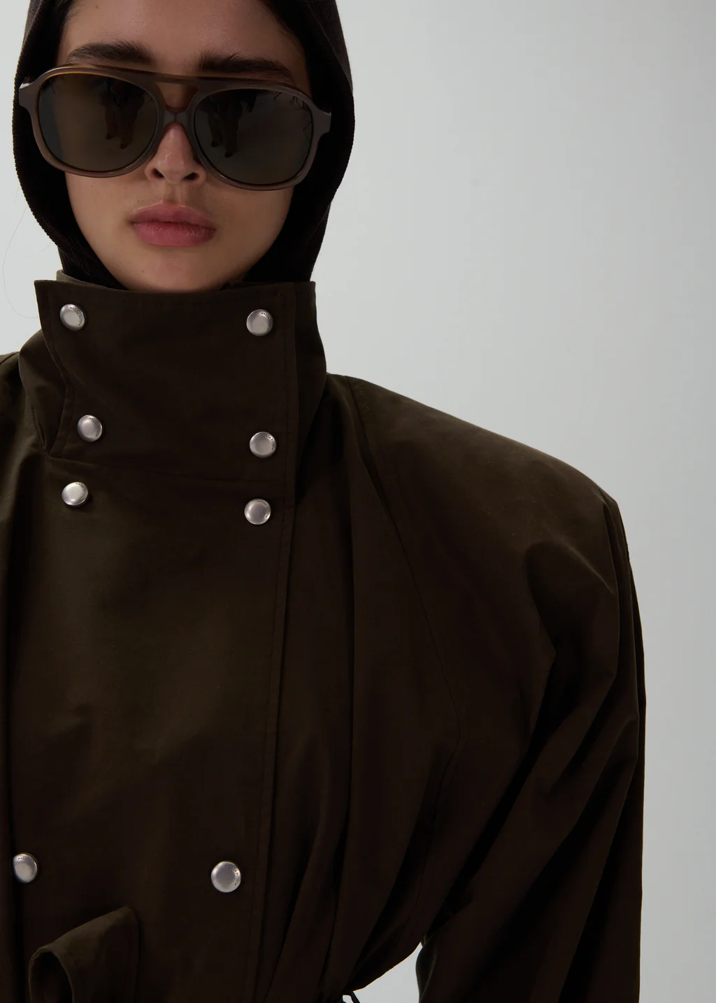 Cotton High Collar Brown Trench Jacket - Désordre Boutique