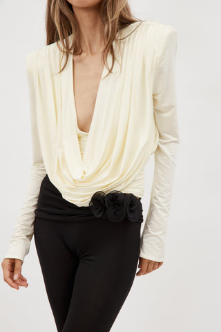 Cowl Neck Long Sleeve Cream Top - Désordre Boutique