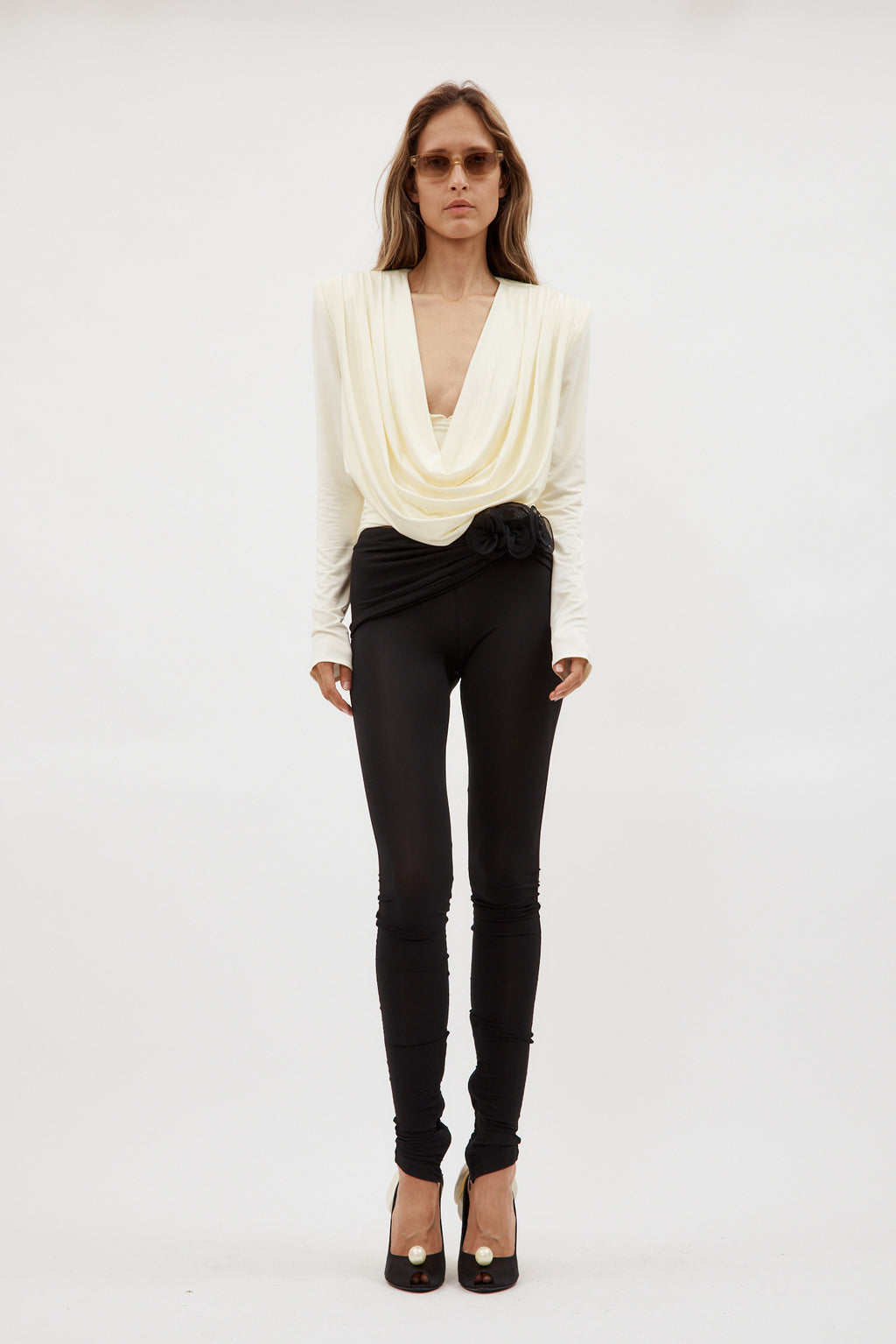 Cowl Neck Long Sleeve Cream Top - Désordre Boutique