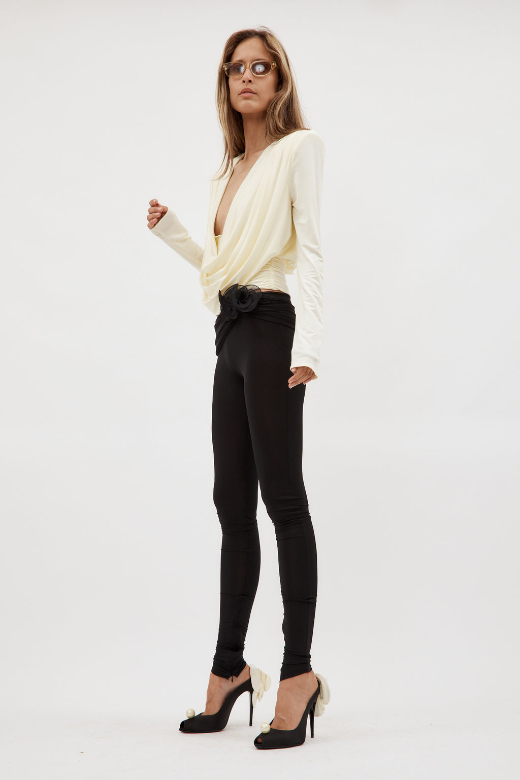 Cowl Neck Long Sleeve Cream Top - Désordre Boutique