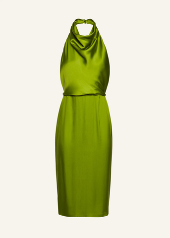 Cowl Neck Silk Slip Green Dress - Désordre Boutique