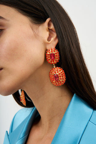 Crystal Drop Orange Earrings - Désordre Boutique