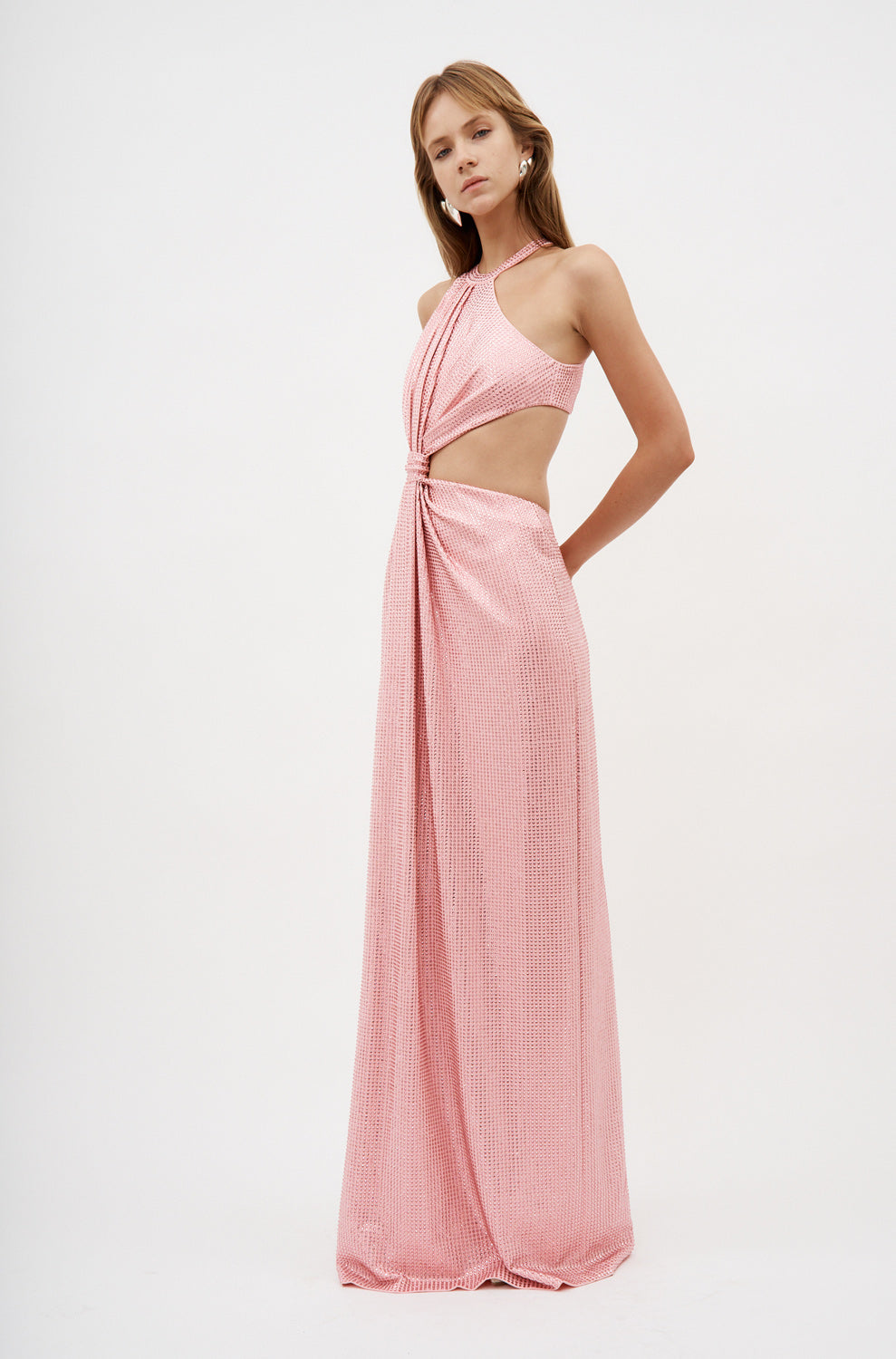 Crystal Embellished Knot Gown Candy Rose - Désordre Boutique