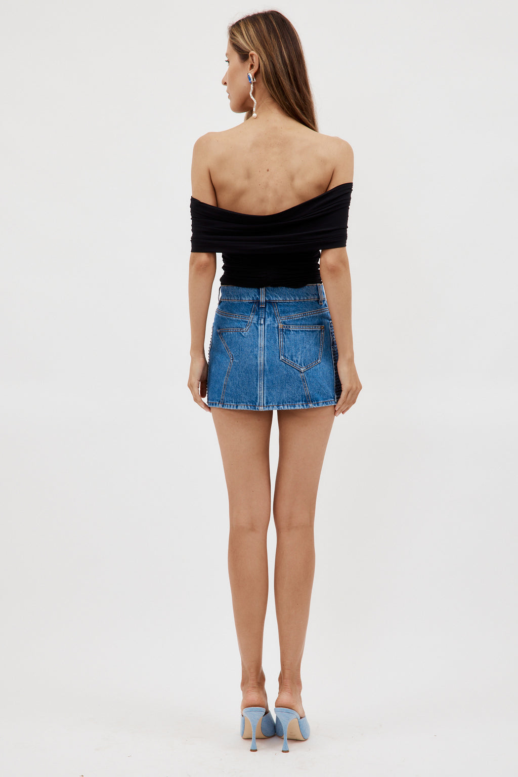 Crystal Embellished Medium Indigo Mini Skirt - Désordre Boutique