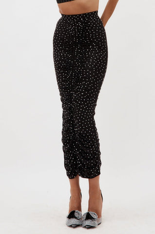 Crystal Jersey Ruched Black Skirt - Désordre Boutique