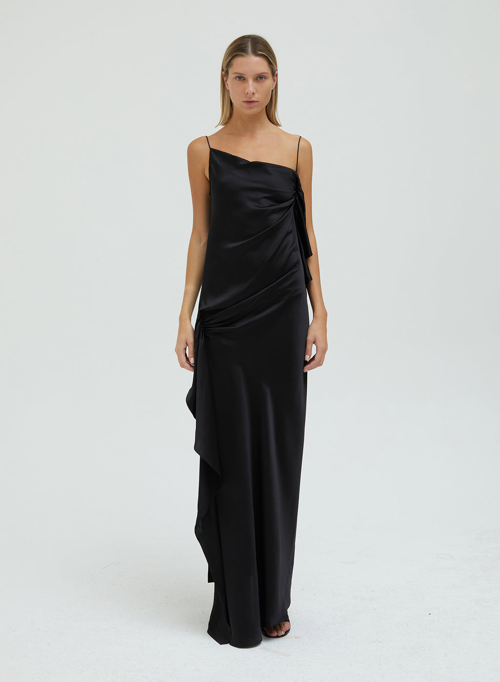 Cusco Silk Drape Cami Black Dress - Désordre Boutique