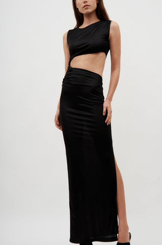 Cut Out Sleeveless Black Long Dress - Désordre Boutique