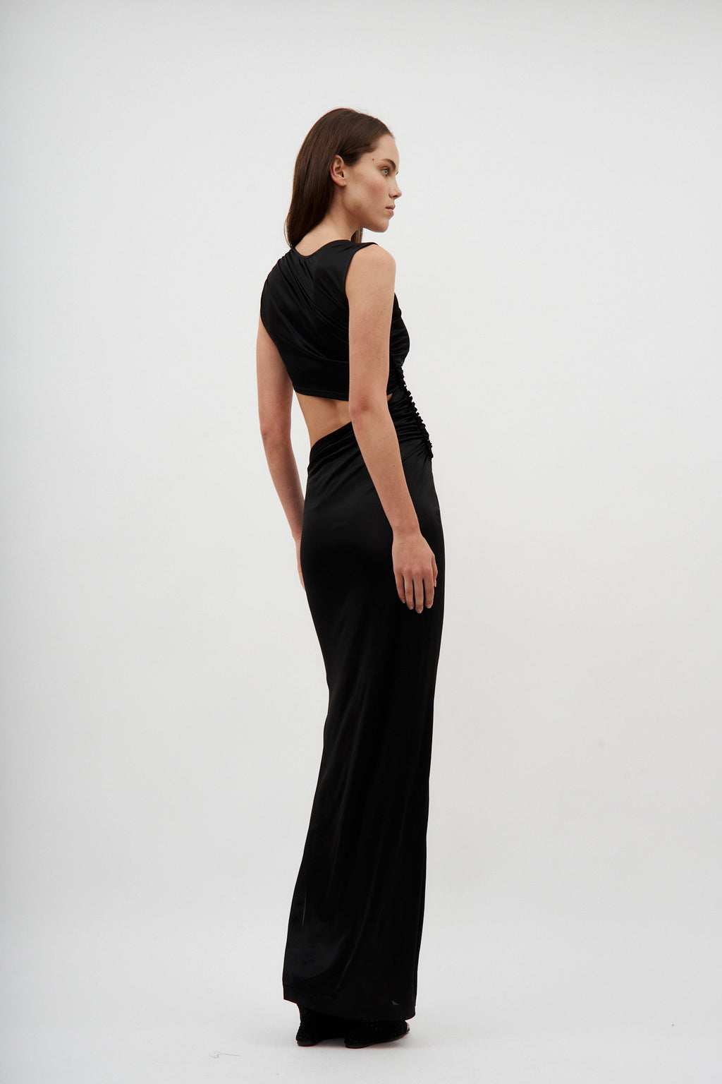 Cut Out Sleeveless Black Long Dress - Désordre Boutique