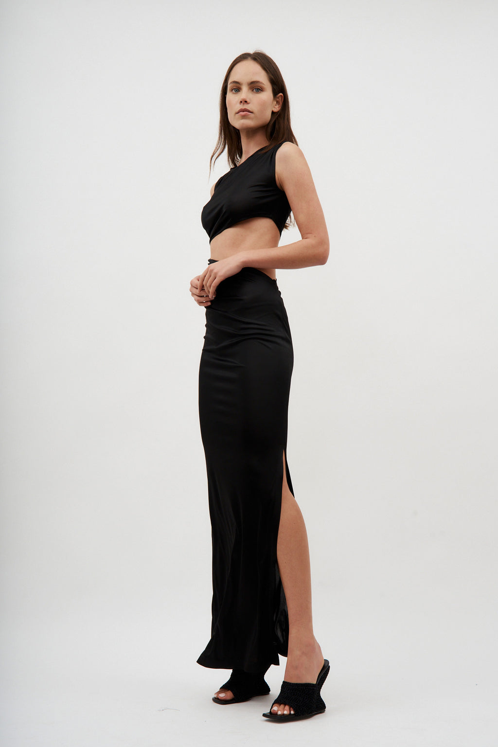 Cut Out Sleeveless Black Long Dress - Désordre Boutique