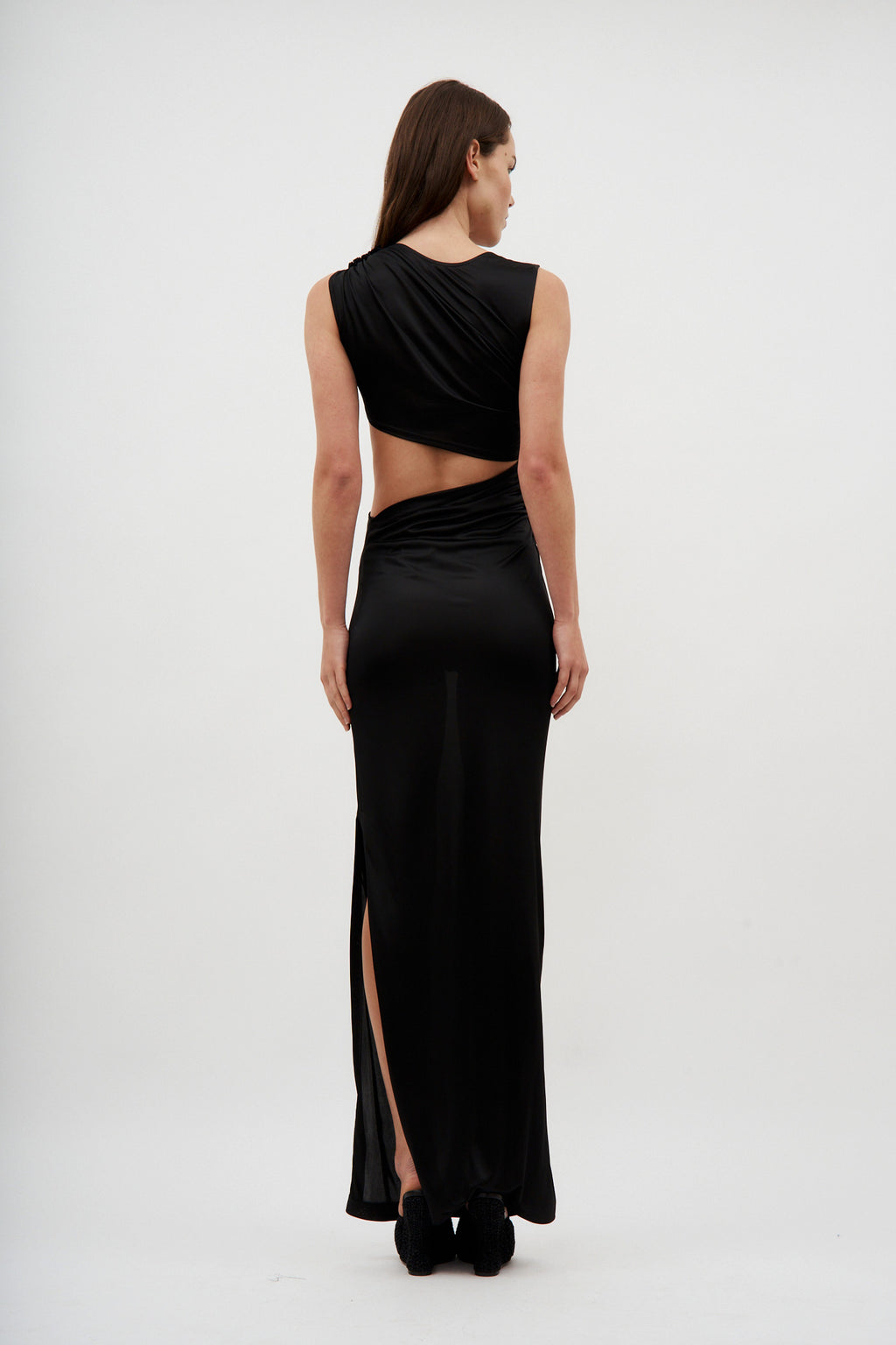 Cut Out Sleeveless Black Long Dress - Désordre Boutique