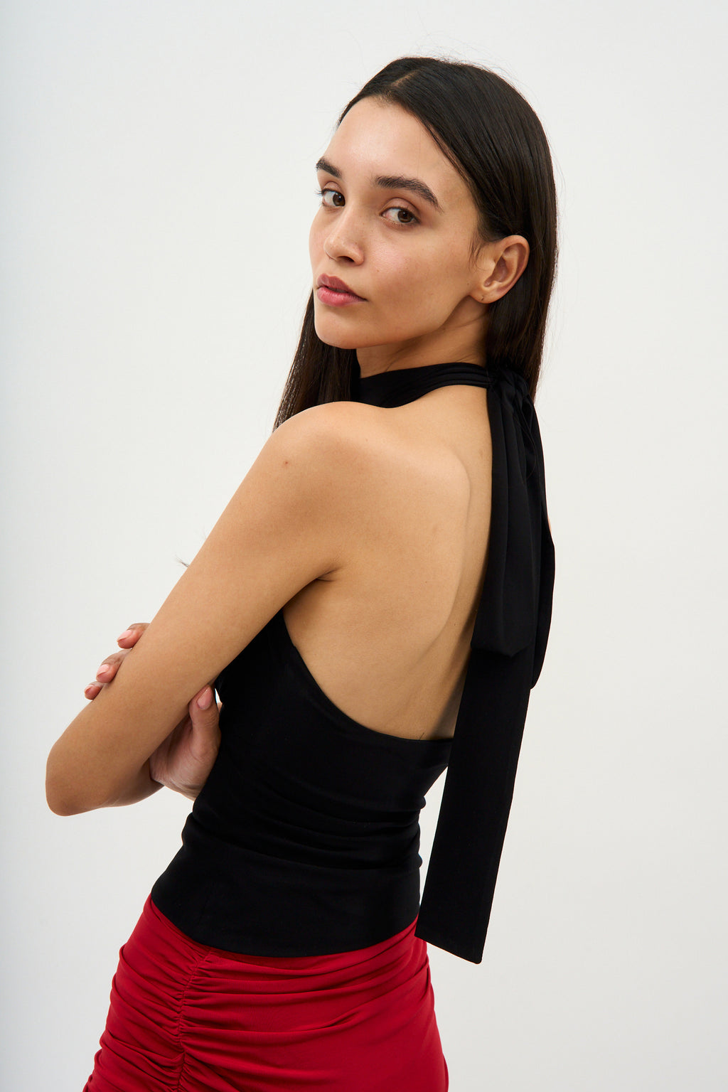 Cutout Black Halter Jersey Top - Désordre Boutique