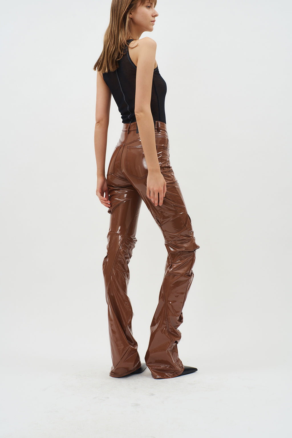 Drape Chestnut Pleather Pant - Désordre Boutique