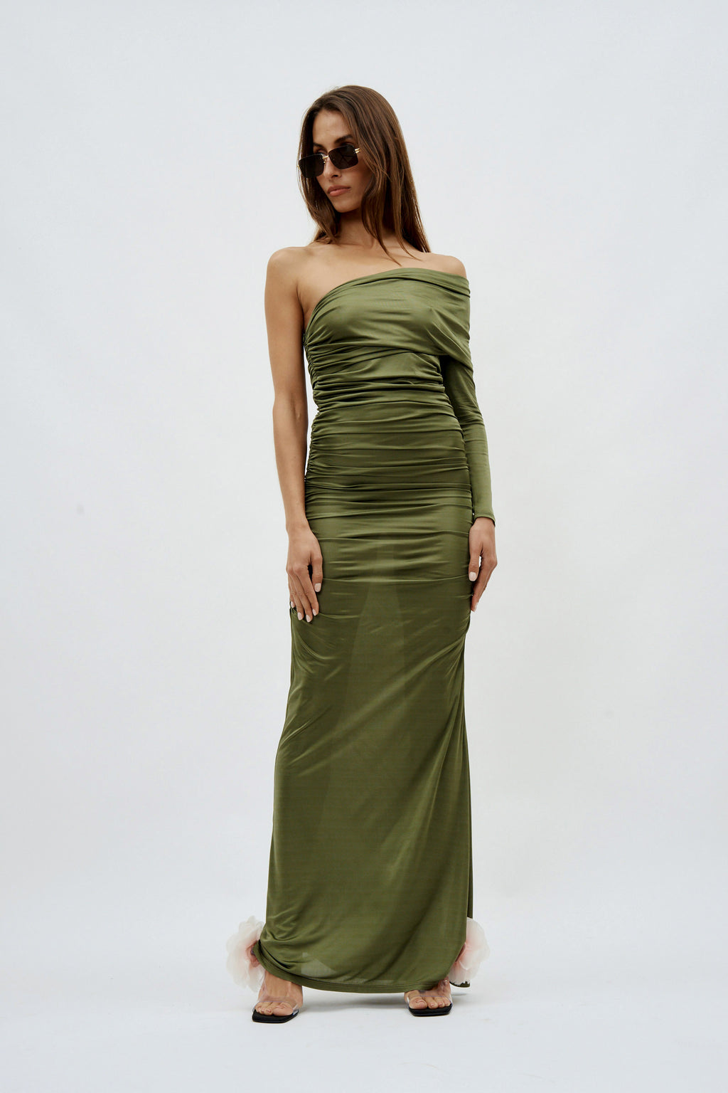 Draped Long Sleeve Mousse Gown - Désordre Boutique