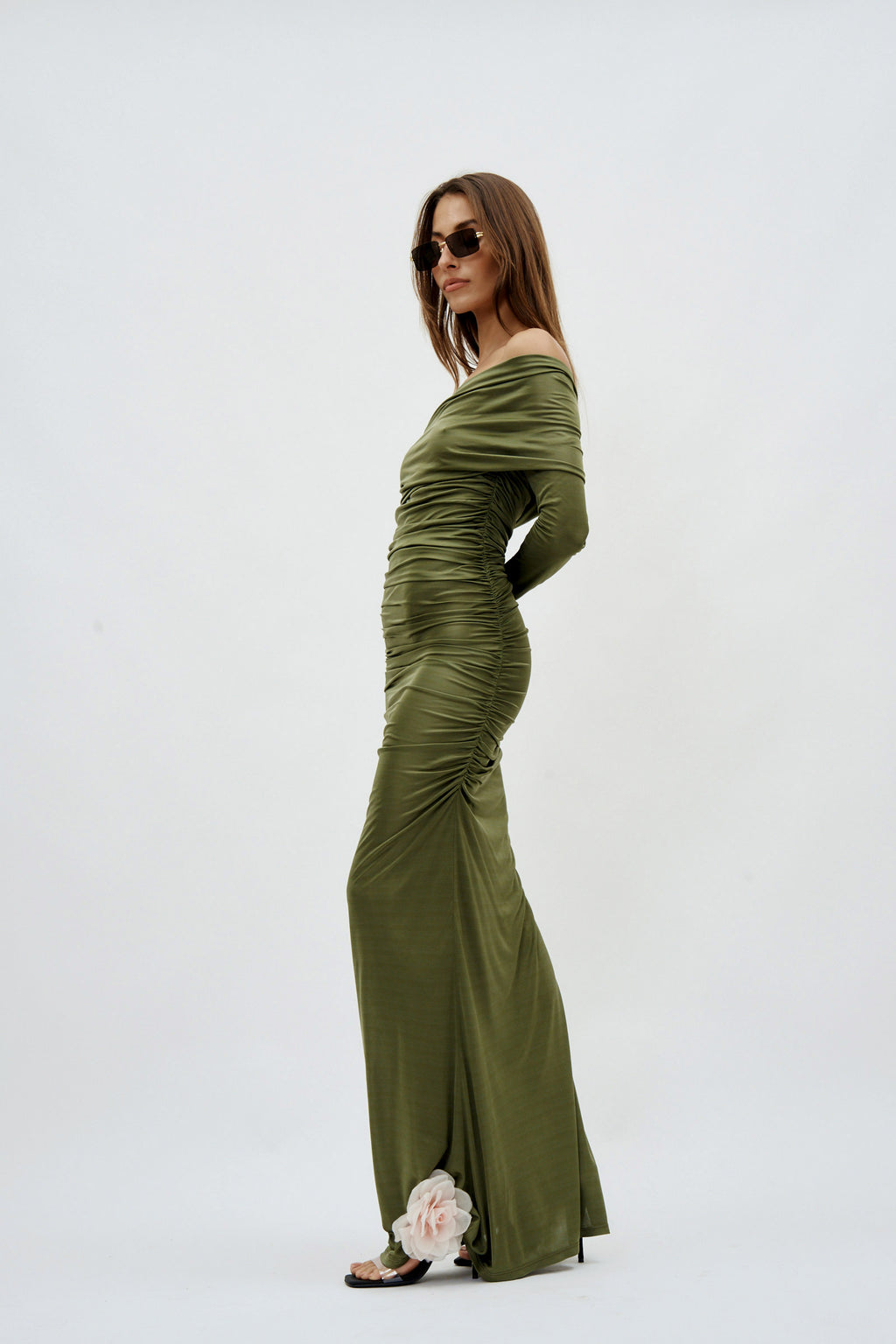 Draped Long Sleeve Mousse Gown - Désordre Boutique