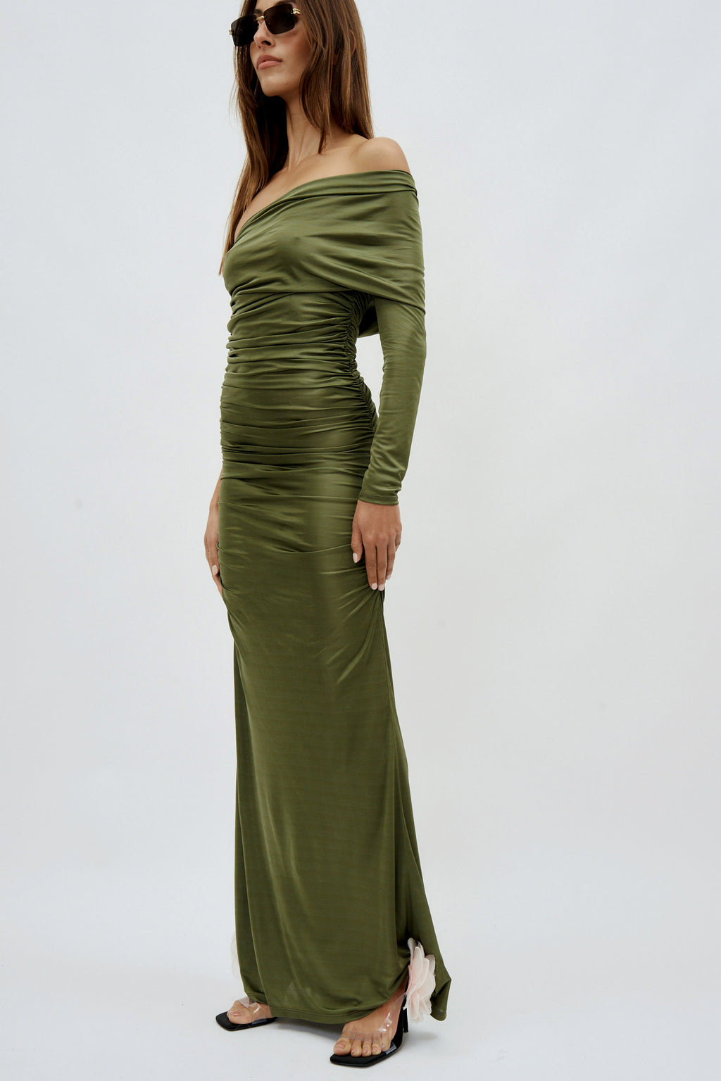 Draped Long Sleeve Mousse Gown - Désordre Boutique