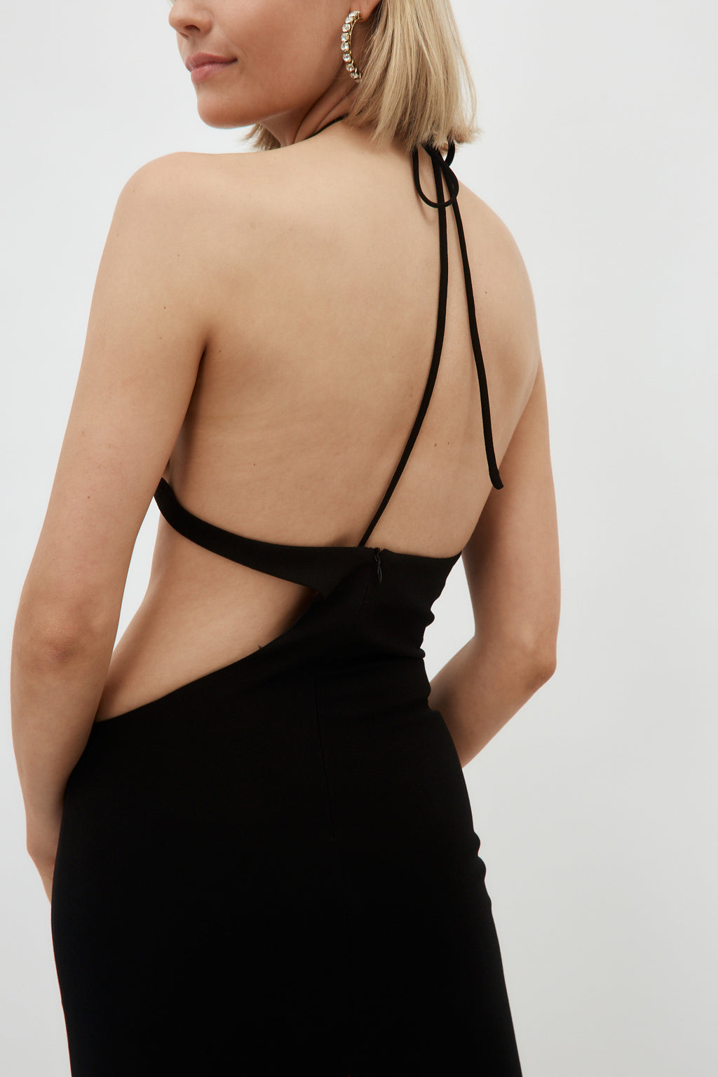 Drawstring Halterneck Black Cut Out Dress - Désordre Boutique