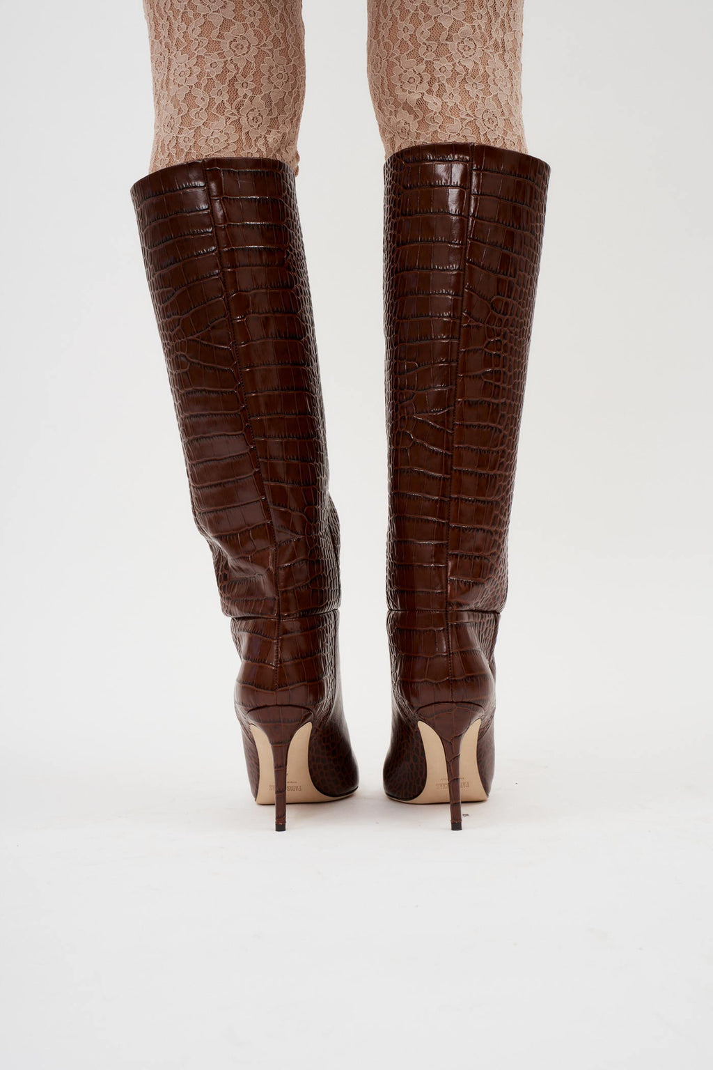 Embossed Croco Stiletto Cioccolato Boot - Désordre Boutique