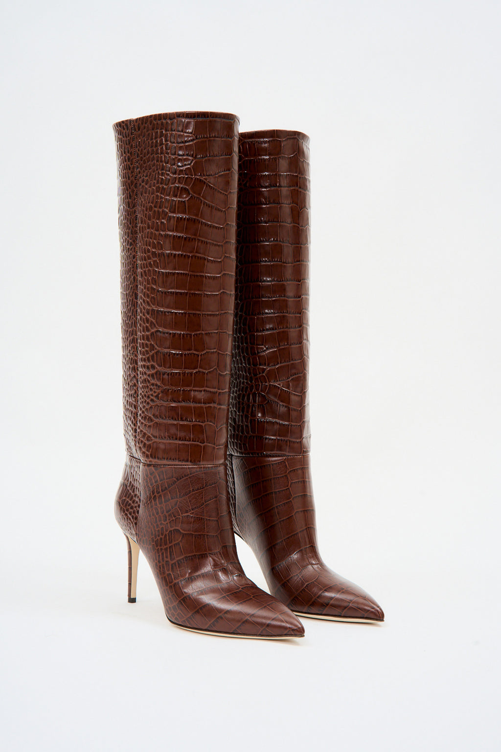 Embossed Croco Stiletto Cioccolato Boot - Désordre Boutique