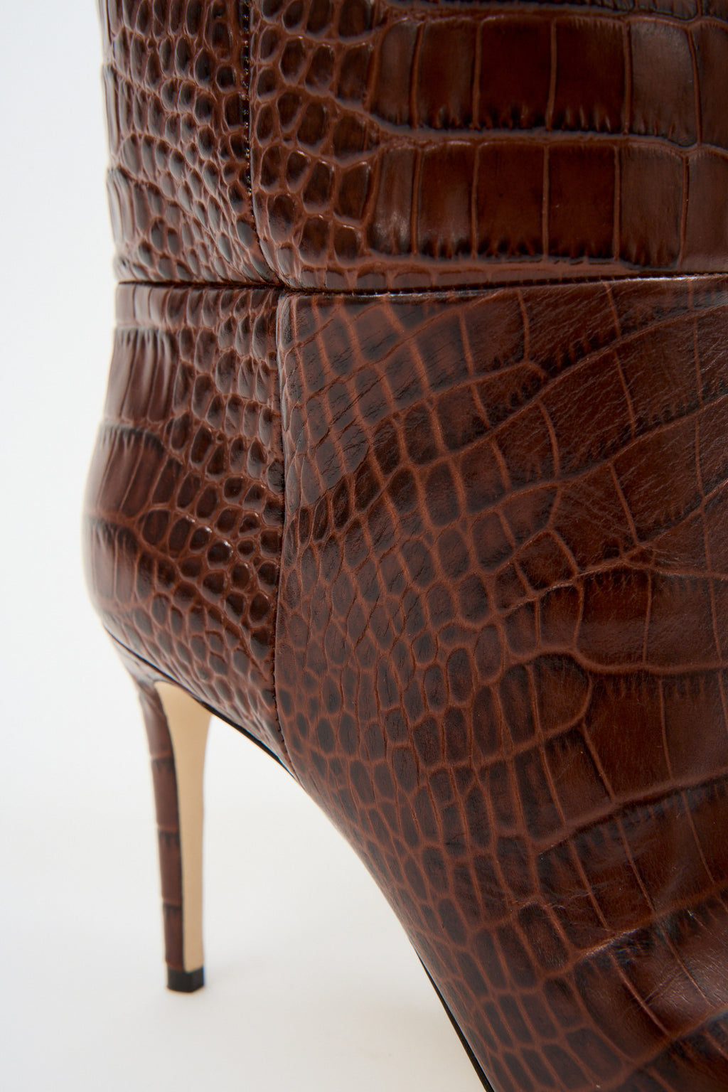 Embossed Croco Stiletto Cioccolato Boot - Désordre Boutique