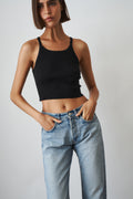 Cropped Rib Tank Black - DÉSORDRE