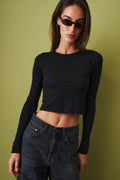 Long Sleeve Baby Tee Black - DÉSORDRE