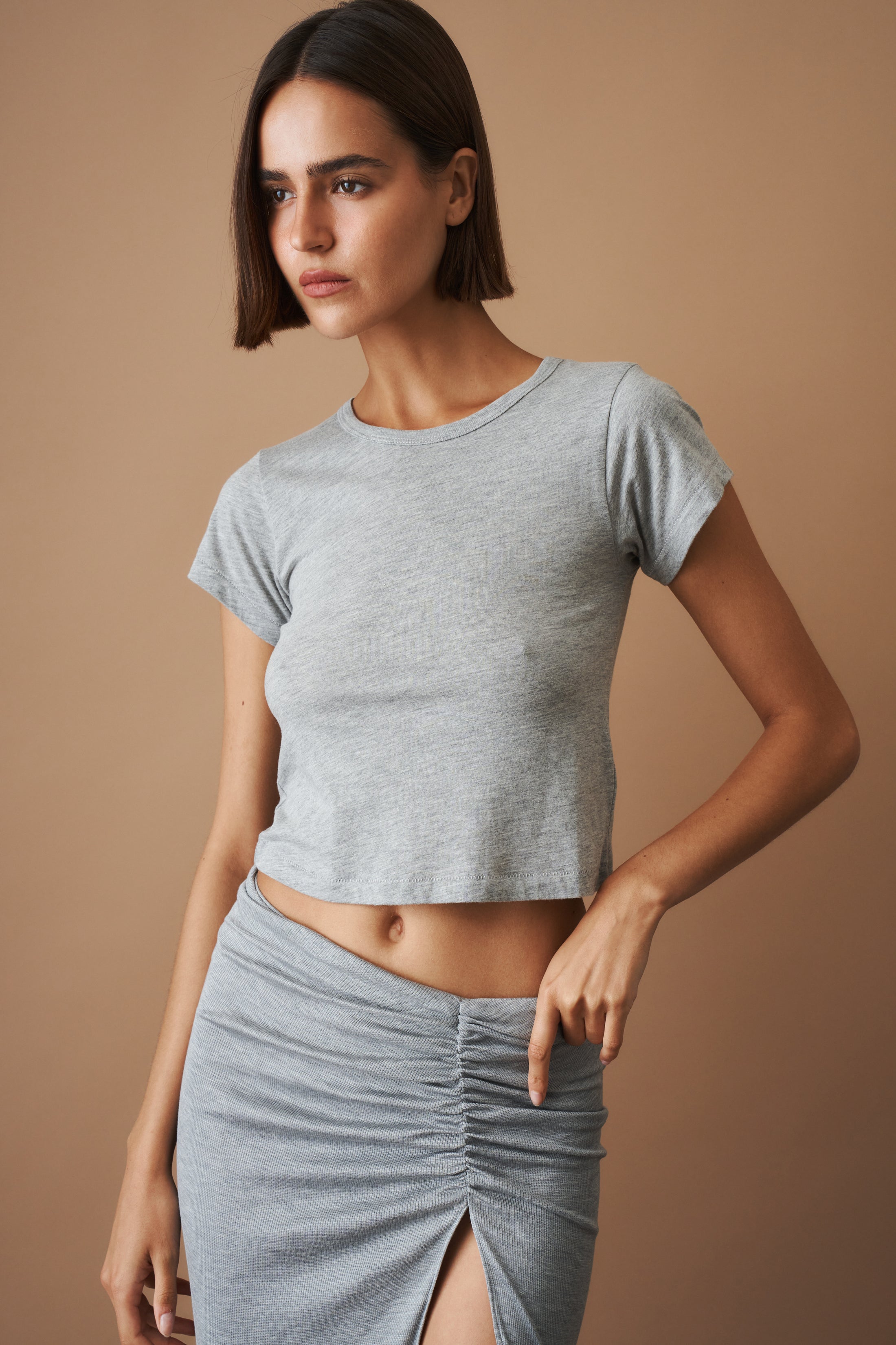 Short Sleeve Baby Tee Heather Grey - DÉSORDRE