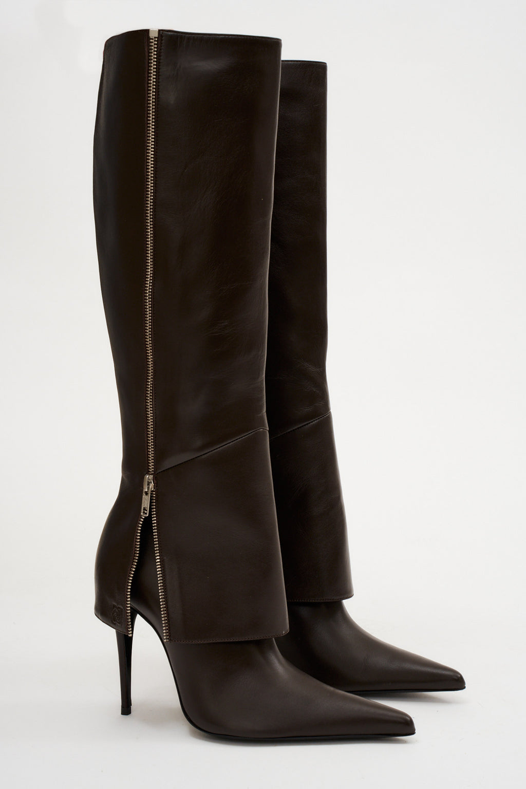 Exposed Zipper Brown Boots - Désordre Boutique