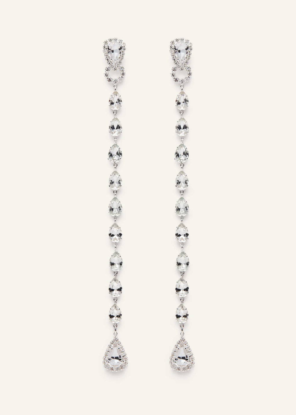 Extra Long Crystal Silver Earrings - Désordre Boutique