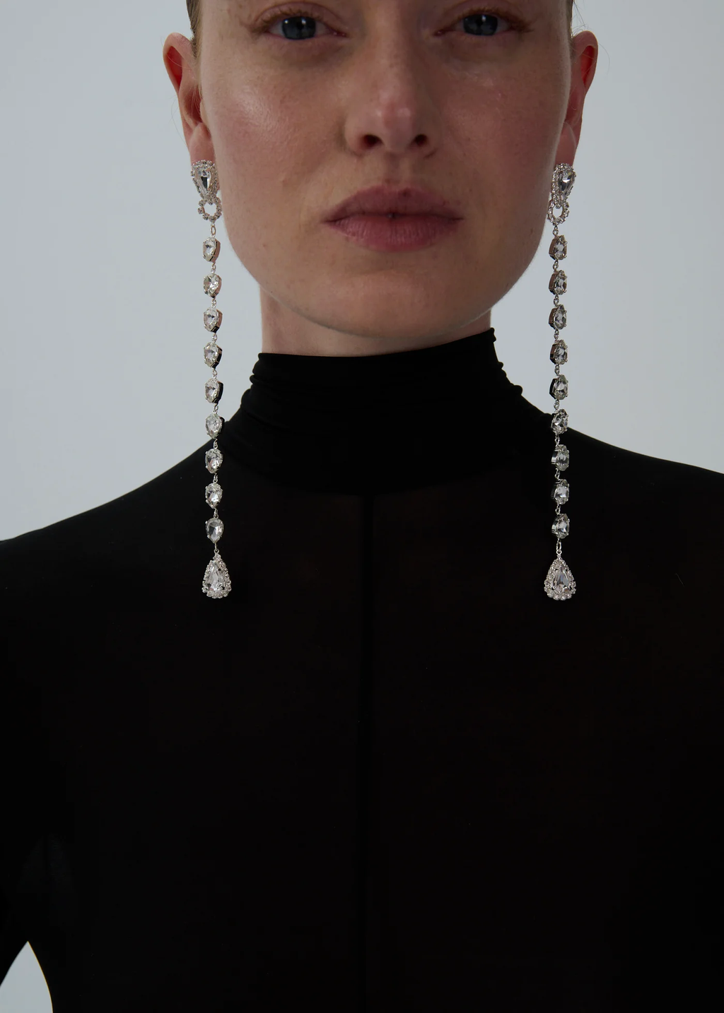 Extra Long Crystal Silver Earrings - Désordre Boutique