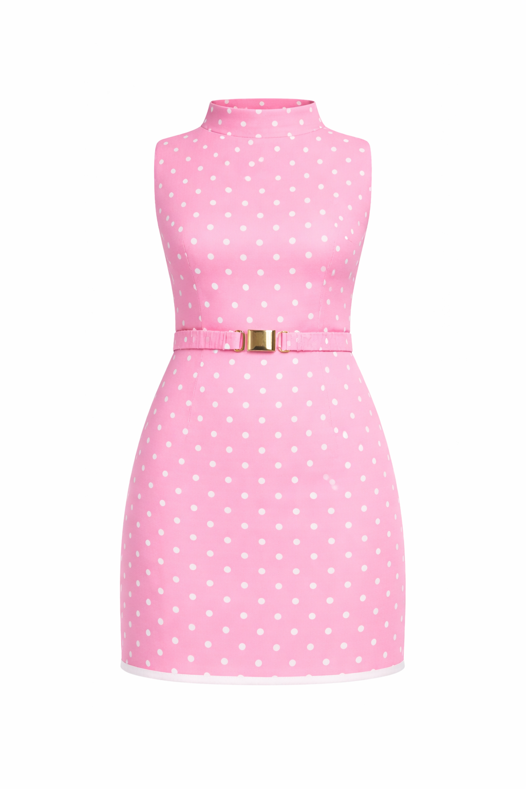 Mini Dress with Straight Neckline in Pink