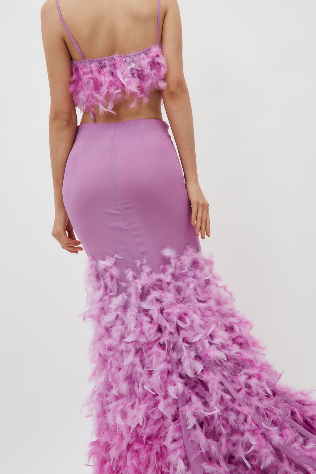 Feather Train Lilac Pink Maxi Skirt - Désordre Boutique