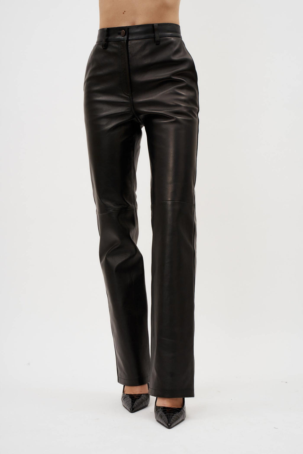 Flared Black Leather Pants - Désordre Boutique