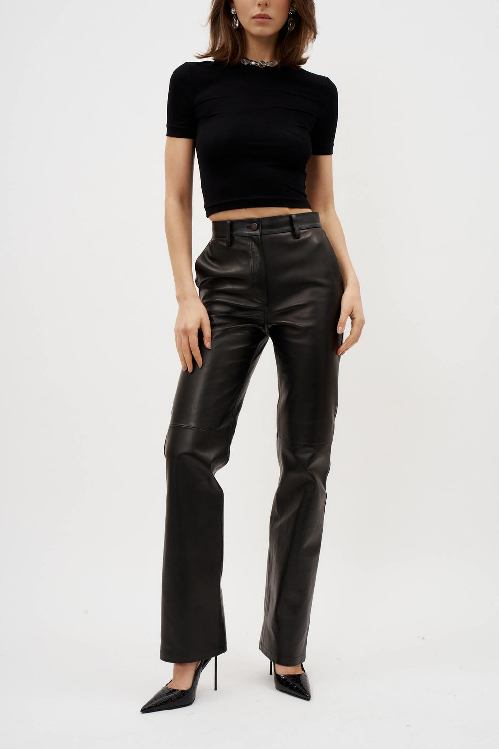 Flared Black Leather Pants - Désordre Boutique