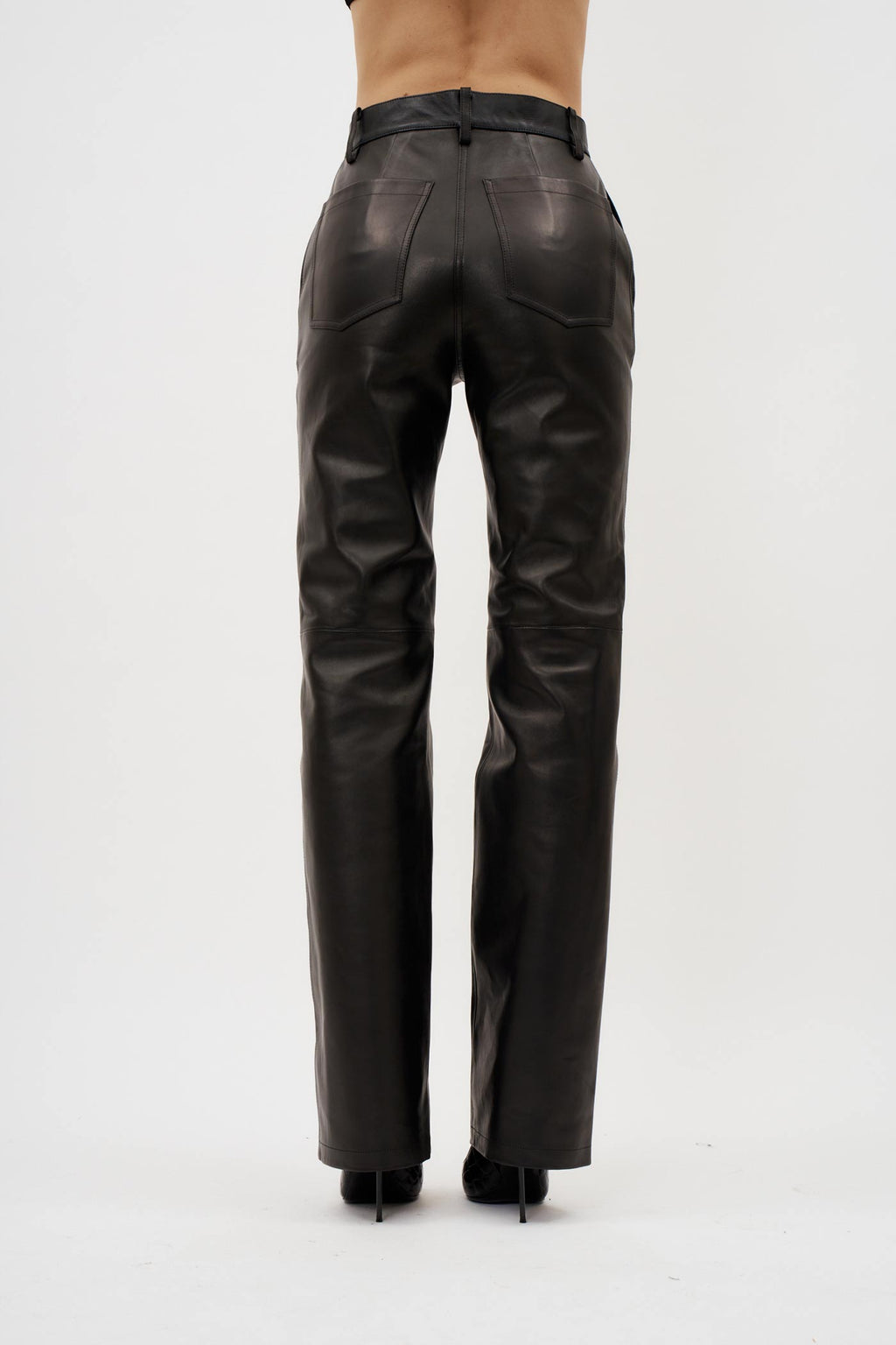 Flared Black Leather Pants - Désordre Boutique