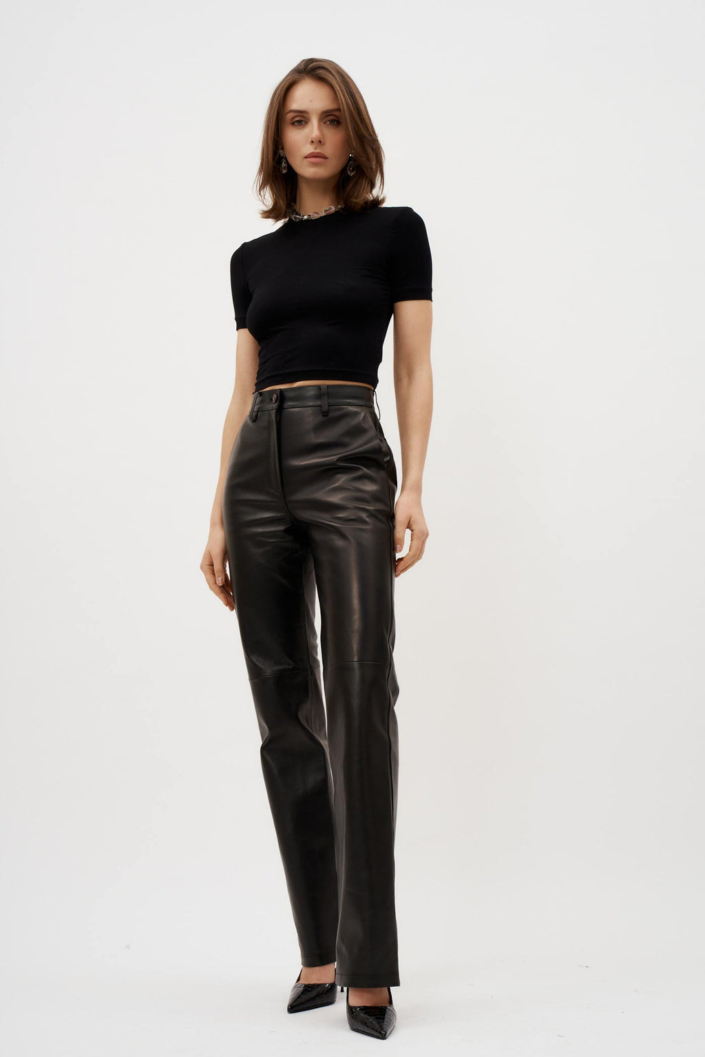 Flared Black Leather Pants - Désordre Boutique