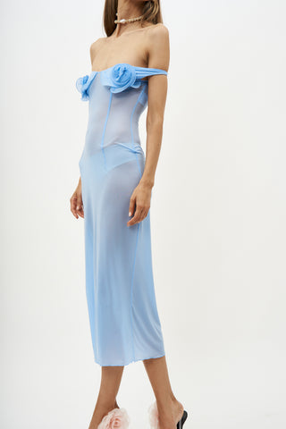 Flower Bra Jersey Light Blue Midi Dress - Désordre Boutique